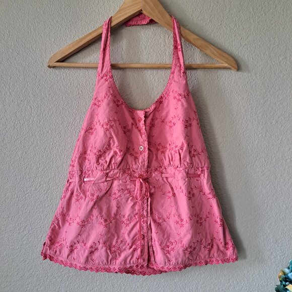 💜Faded Glory Modern Coquette Pink Halter Top Size Small - Picture 1 of 7